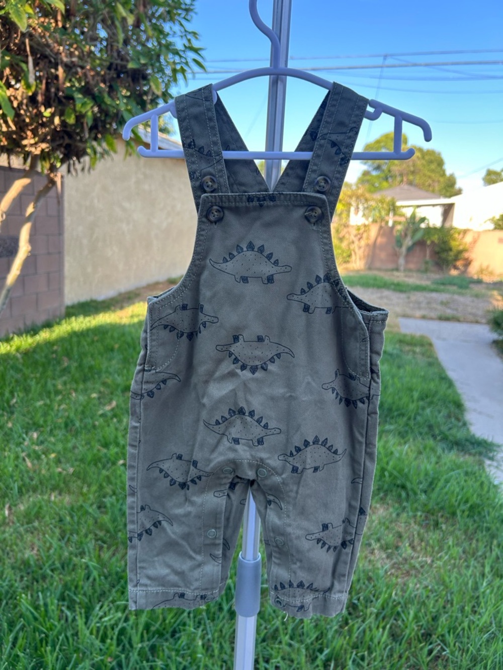 Carter's Olive Green Dinosaur Print Overalls